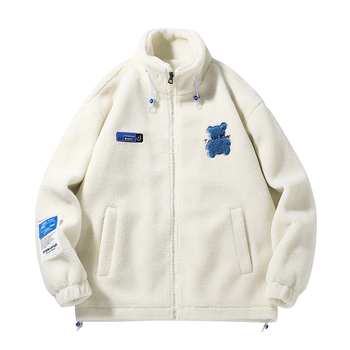 Korejski stil kardigan, debelo podstavljeno pamučno jakna, stojeći ovratnik, zip, bočni džepovi