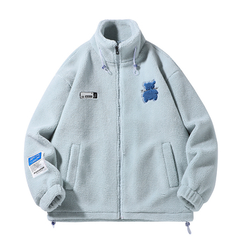 Korejski stil kardigan, debelo podstavljeno pamučno jakna, stojeći ovratnik, zip, bočni džepovi