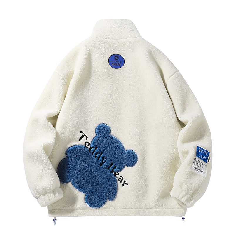 Korejski stil kardigan, debelo podstavljeno pamučno jakna, stojeći ovratnik, zip, bočni džepovi