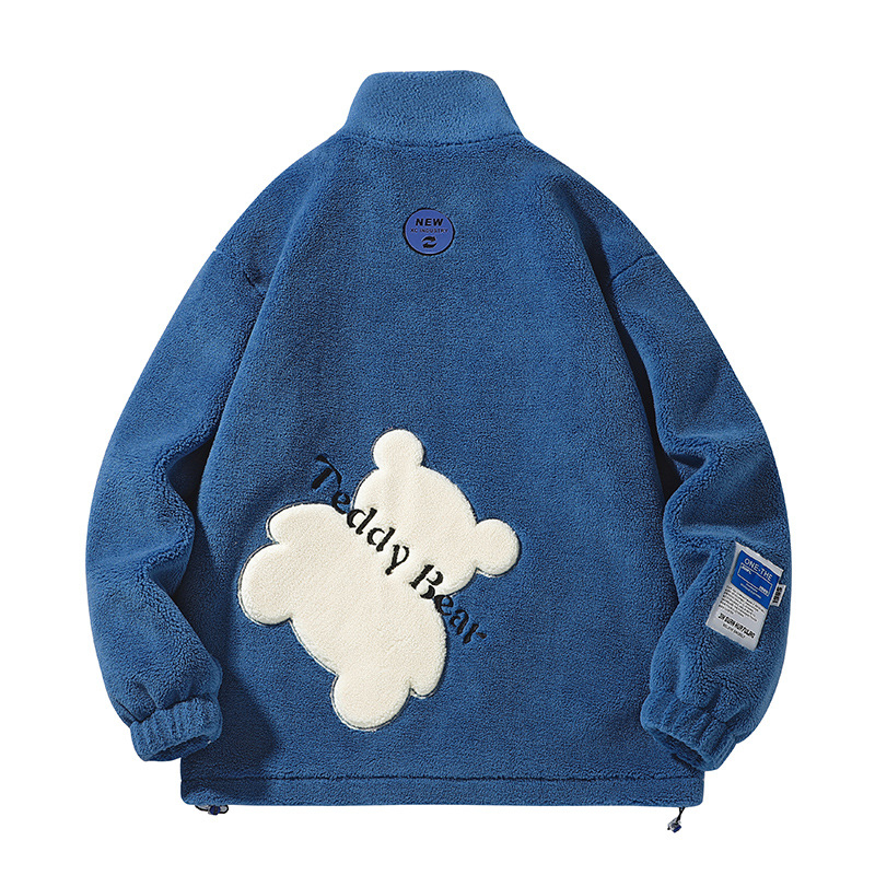 Korejski stil kardigan, debelo podstavljeno pamučno jakna, stojeći ovratnik, zip, bočni džepovi