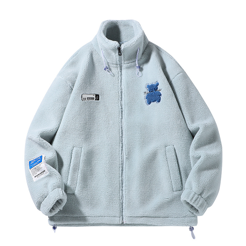 Korejski stil kardigan, debelo podstavljeno pamučno jakna, stojeći ovratnik, zip, bočni džepovi