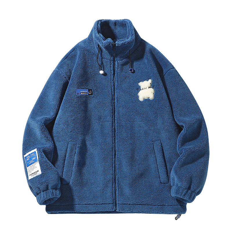 Korejski stil kardigan, debelo podstavljeno pamučno jakna, stojeći ovratnik, zip, bočni džepovi