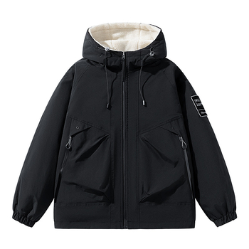 Muška zimska puffer jakna s kapuljačom, zatvaračem, dizajn boja blokova, slobodan kroj, poliester punjenje i podstava