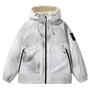 Muška zimska puffer jakna s kapuljačom, zatvaračem, dizajn boja blokova, slobodan kroj, poliester punjenje i podstava