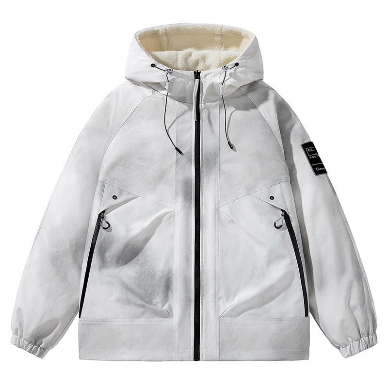 Muška zimska puffer jakna s kapuljačom, zatvaračem, dizajn boja blokova, slobodan kroj, poliester punjenje i podstava