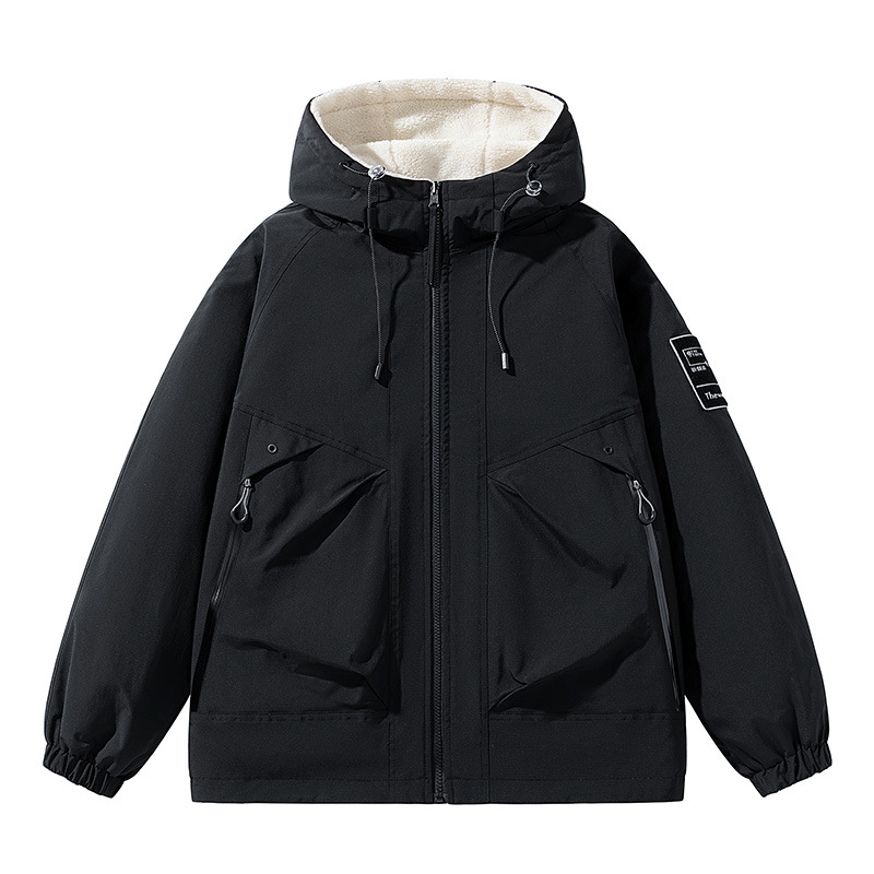 Muška zimska puffer jakna s kapuljačom, zatvaračem, dizajn boja blokova, slobodan kroj, poliester punjenje i podstava