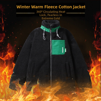 Muški kaput od pamuka s poliesterom punjenim, fleece podstava, zatvarač, stojeći ovratnik, zimski model.