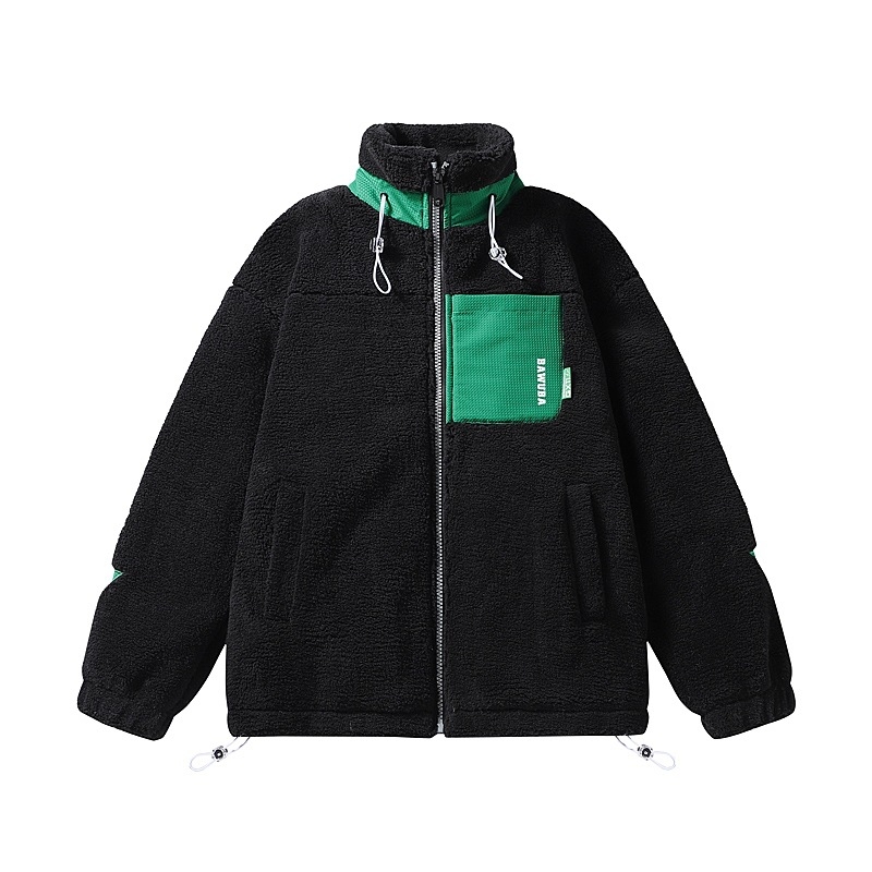 Muški kaput od pamuka s poliesterom punjenim, fleece podstava, zatvarač, stojeći ovratnik, zimski model.