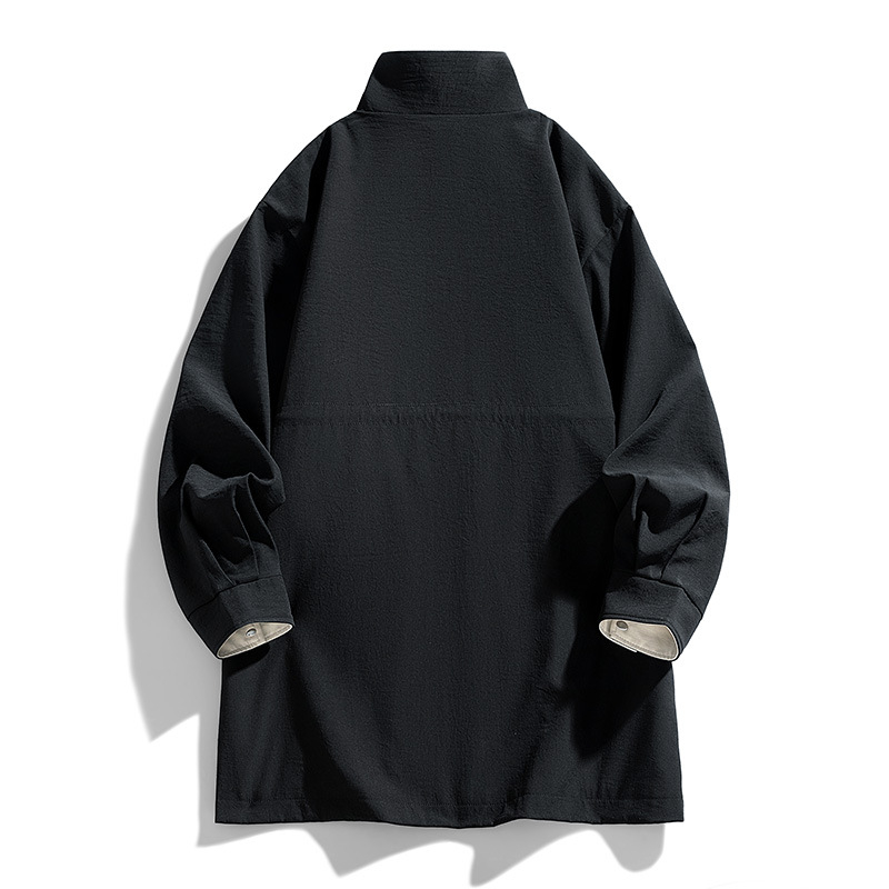 Geacă fără guler; fermoar frontal; mâneci lungi; lungime standard; poliester