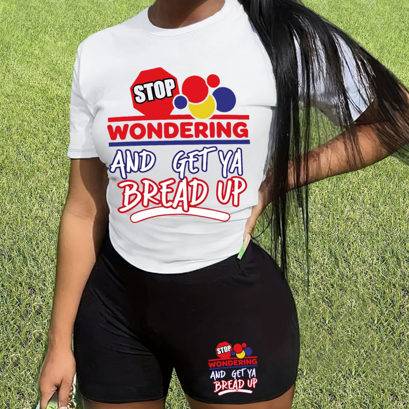 Set din două piese din poliester pentru femei, vară 2024, costum casual de birou, top și pantaloni scurți, 90–95% poliester