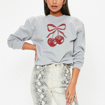 Γυναικείο φούτερ streetwear με χαλαρή γραμμή και εκτύπωση κειμένου, μακριά μανίκια, στρογγυλός λαιμός, ύφασμα βαμβακι-πολυεστέρας (50–70% βαμβάκι)