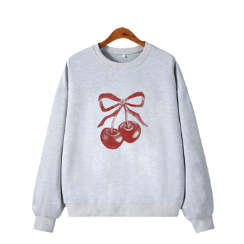 Γυναικείο φούτερ streetwear με χαλαρή γραμμή και εκτύπωση κειμένου, μακριά μανίκια, στρογγυλός λαιμός, ύφασμα βαμβακι-πολυεστέρας (50–70% βαμβάκι)