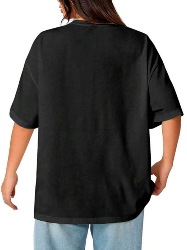 Tricou Love Print pentru Ziua Îndrăgostiților, din bumbac, guler rotund, mâneci scurte