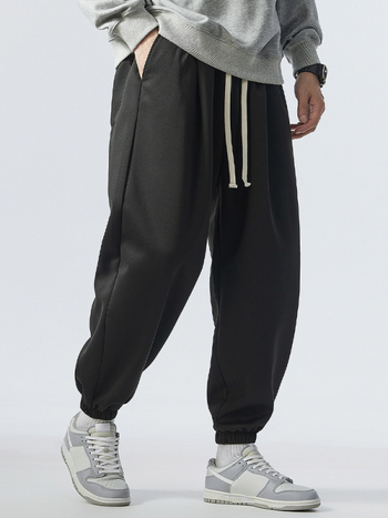 Ανδρικά αθλητικά παντελόνια καθημερινά, χαλαρή εφαρμογή, μέση μεσαία, διαπνοή πολυεστέρα, 95% πολυεστέρα, διακόσμηση τσέπης