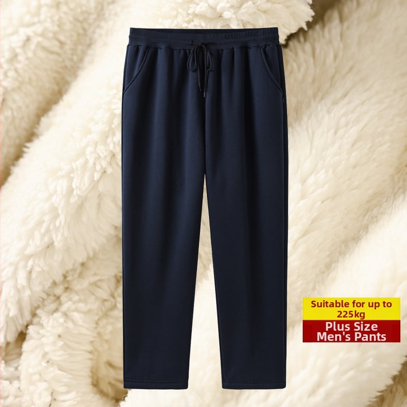 Vyriskos kasdieninius kelnes su fliso apdaila, laisva tiesia kirpimo, vidurinio aukštyje, storas medvilnės-poliesterio mišinys, mikroelastinis