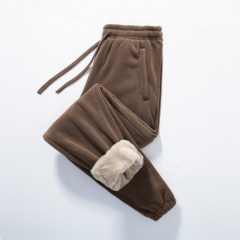 Žieminiai fliso sportiniai pantalonai vyrams ir moterims, tiesus kirpimas, žemas liemuo, cheminių pluoštų mišinys