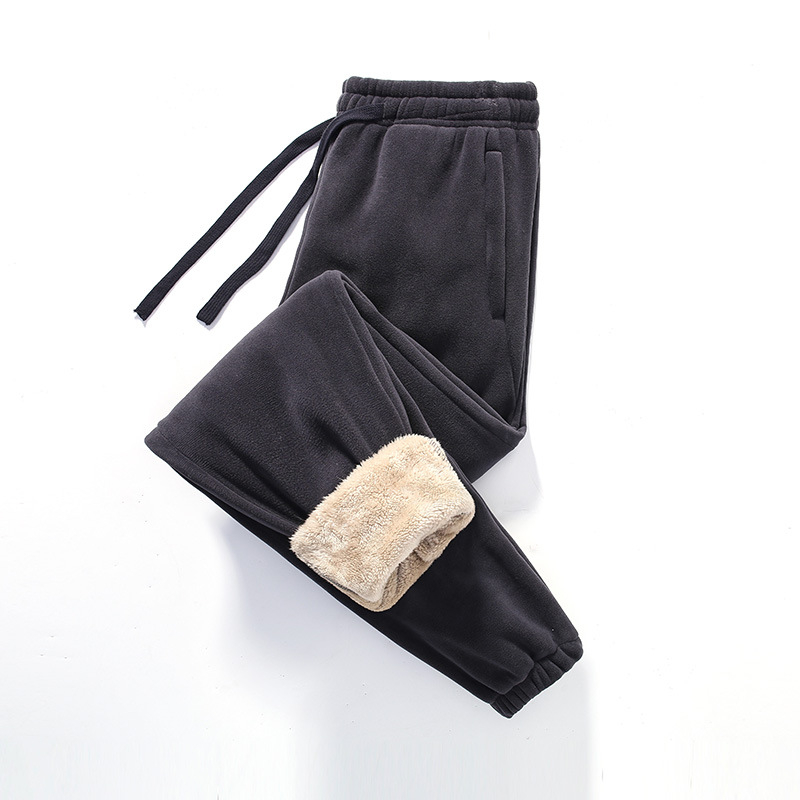 Žieminiai fliso sportiniai pantalonai vyrams ir moterims, tiesus kirpimas, žemas liemuo, cheminių pluoštų mišinys
