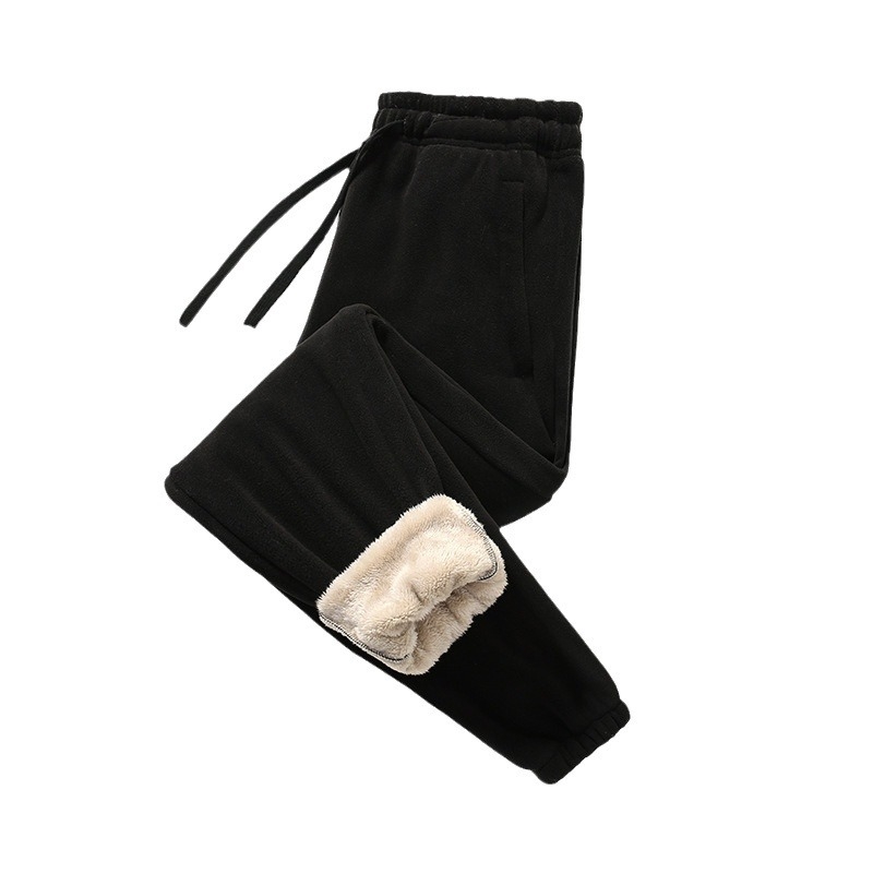 Žieminiai fliso sportiniai pantalonai vyrams ir moterims, tiesus kirpimas, žemas liemuo, cheminių pluoštų mišinys