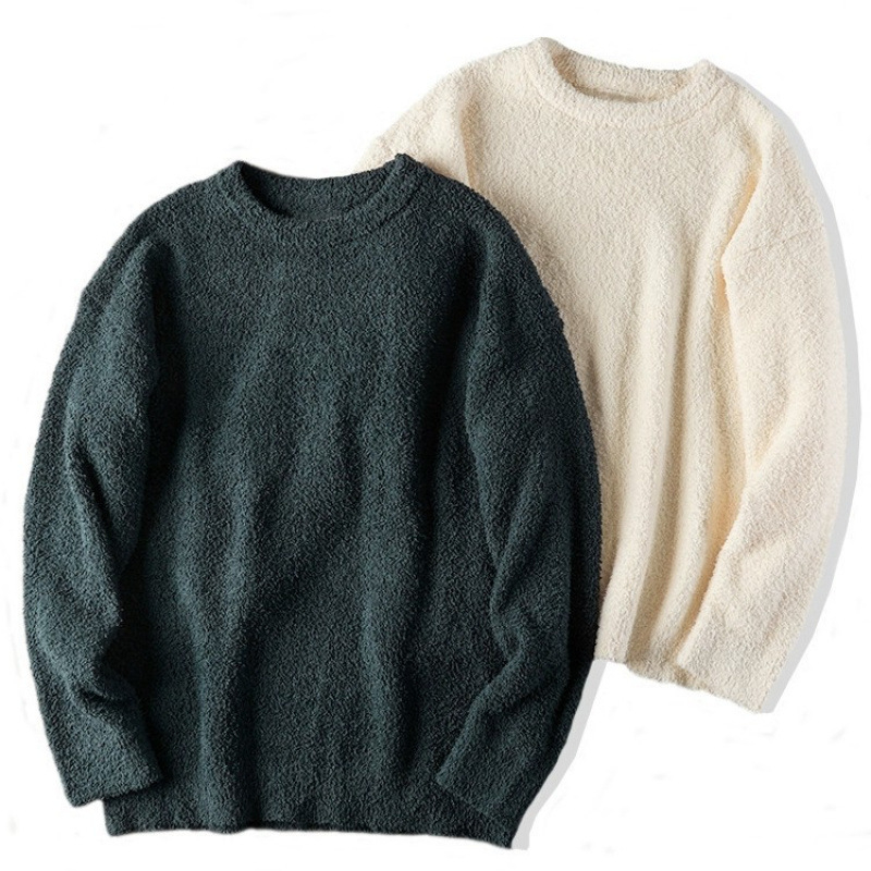 Vyriskas laisvo kirpimo megztinis su apvaliu kaklu, jacquard raštas, ilgos rankovės, poliesterio sudėtis 91–95%, žiemos modelis 2024