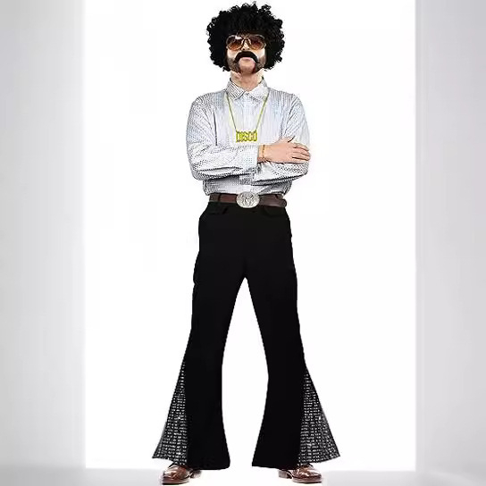 Pantaloni pentru bărbați cu croială largă, talie medie, amestec bumbac-poliester, 90% poliester, potriviți pentru dans