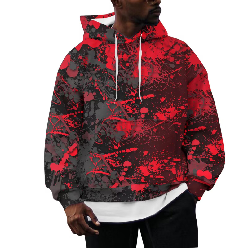 Унисекс суитшърт с качулка, 3D дигитален принт с коледен дизайн, дълги ръкави, свободна кройка, смес полиестер-спандекс (95% полиестер, 5% спандекс), пролет 2023