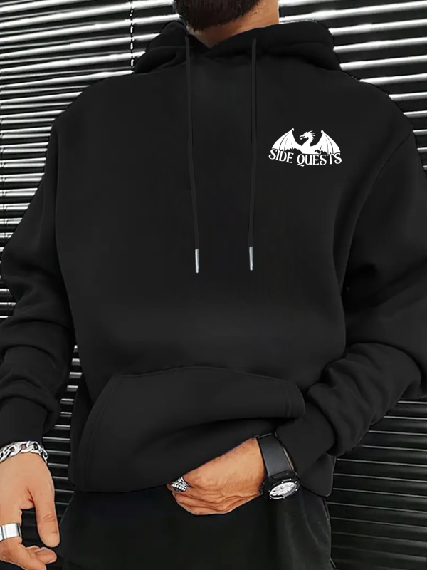 Vyrų kasdieninis džemperis su gobtuvu ir dvipuse spauda su automobilių raštu, Milk Silk audinys, ruduo 2024.