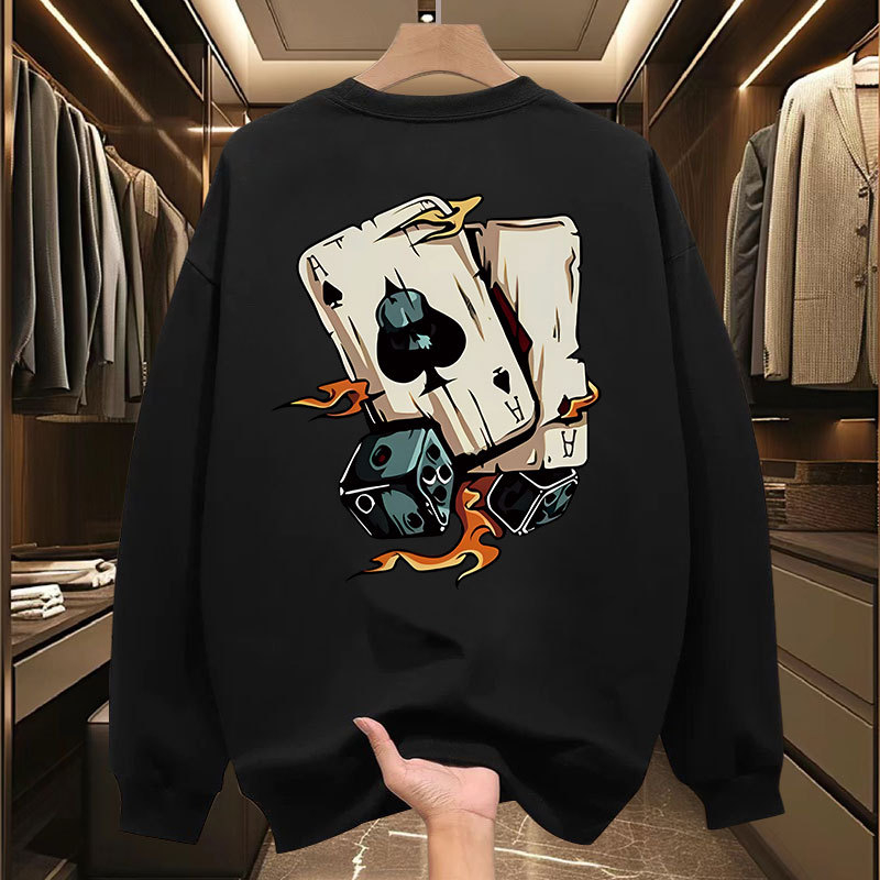 Vyriskas fliso megztinis su spauda, apvalus kaklas, ilgos rankovės, poliesterio audinys, prigludęs kirpimas