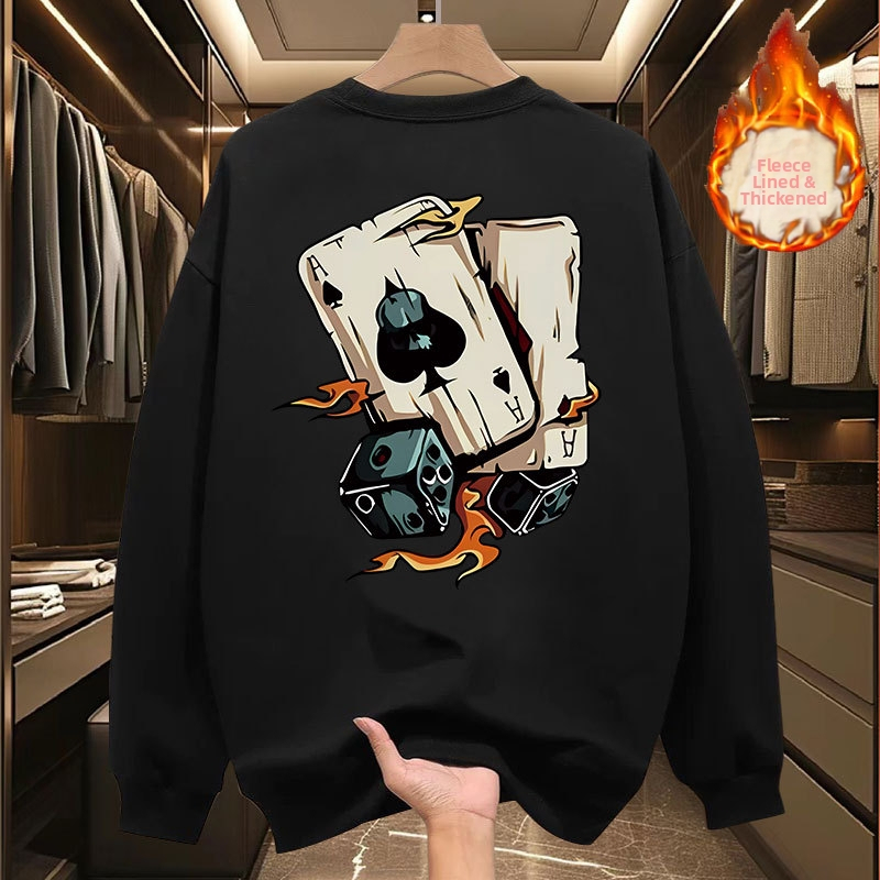 Vyriskas fliso megztinis su spauda, apvalus kaklas, ilgos rankovės, poliesterio audinys, prigludęs kirpimas