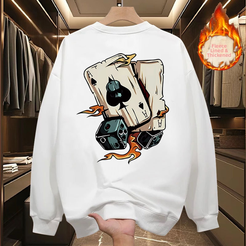 Vyriskas fliso megztinis su spauda, apvalus kaklas, ilgos rankovės, poliesterio audinys, prigludęs kirpimas