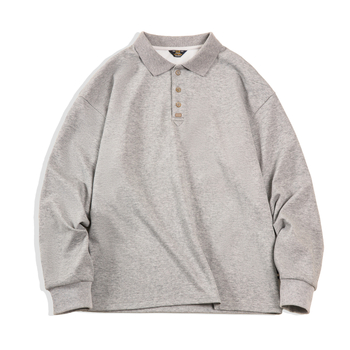 Ανδρικό πόλο με μακριά μανίκια, σε ιαπωνικό βιντάτζ στυλ, άνετη γραμμή, 53,2% πολυεστέρας / 46,8% βαμβάκι