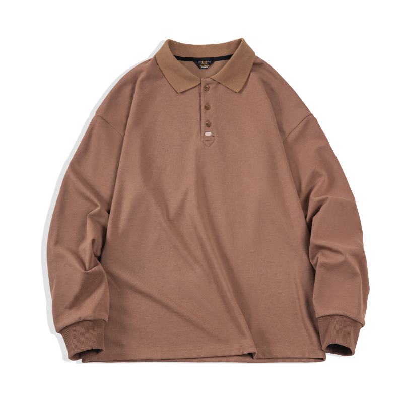 Ανδρικό πόλο με μακριά μανίκια, σε ιαπωνικό βιντάτζ στυλ, άνετη γραμμή, 53,2% πολυεστέρας / 46,8% βαμβάκι