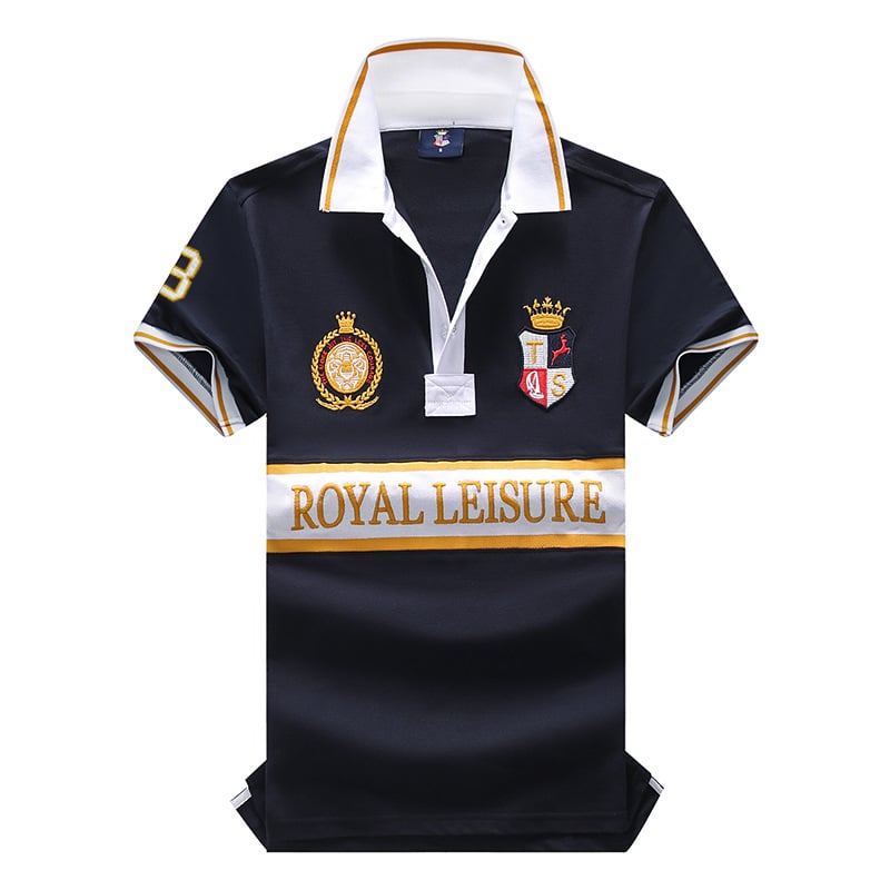 Vyriniai polo marškiniai su trumpomis rankovėmis, siauras kirpimas, siuvinėjimas, medvilnė, galima skalbti mašinoje