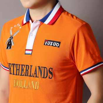 Vyrų polo marškiniai – sporto stilius, trumpomis rankovėmis, laisvas kirpimas, siuvinėjimas, medvilnė