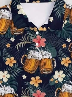 Ανδρικό πόλο πουκάμισο με κοντά μανίκια, στενή γραμμή, πολυεστέρας, εκτύπωση καρτούν, Καλοκαίρι 2024