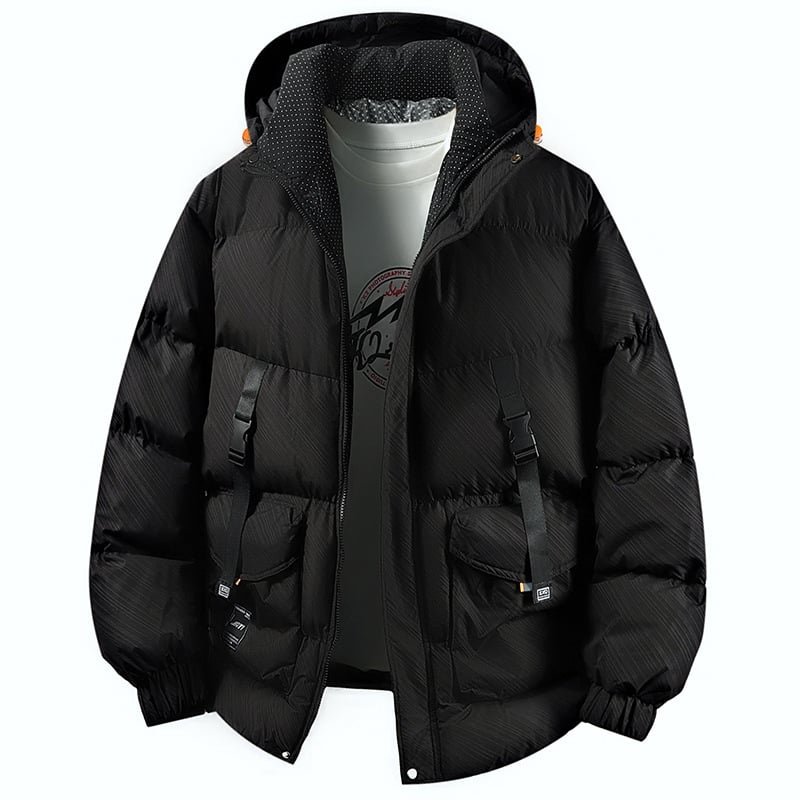 Muški kaput s kapuljom od pamuka, zimska jakna, vanjski poliester, pamuk punjenje, zatvarač