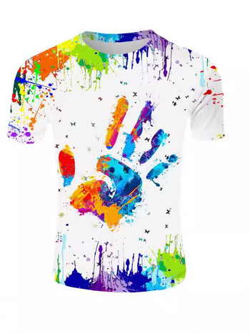 Αθλητικό T-shirt με κοντό μανίκι, στρογγυλή λαιμόκοψη, 3D ψηφιακή εκτύπωση λογότυπου, ελαφρύ μείγμα πολυεστέρα, καλοκαίρι 2024