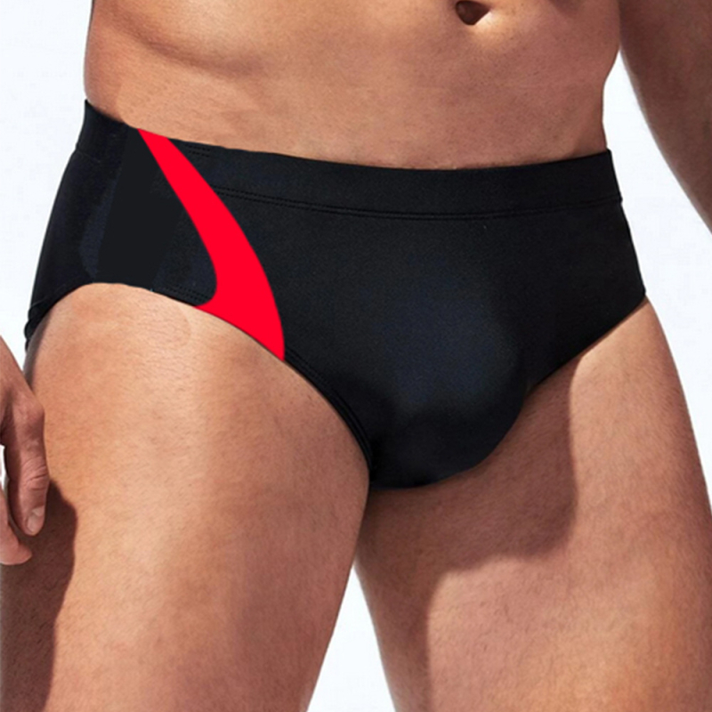 Vyriški plaukimo šortai su trikampiniais šonais paneliai, poliesterio–spandekso mišinys, pamušalas poliesterio–spandekso, 100 g, stilius: briefs/boxer