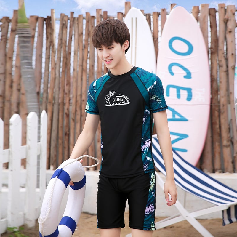 Σετ μαγιό για ζευγάρι: γυναικείος μαγιό με φούστα και αντρικό μαγιό με σλιπ-σόρτς - φλοράλ μοτίβο, γρήγορο στέγνωμα, πολυεστέρας με επένδυση πολυεστέρα-σπαντεξ