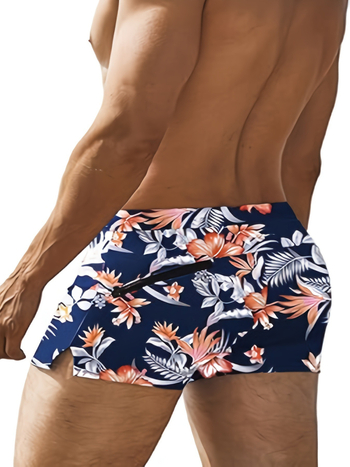 Vyriski paplūdimių ir banglentininkų šortai su užtrauktuku, 3D skaitmeninis spaudas, poliesterio audinys su elastanu, pamušas poliesteris su elastanu, tinkami plaukimui