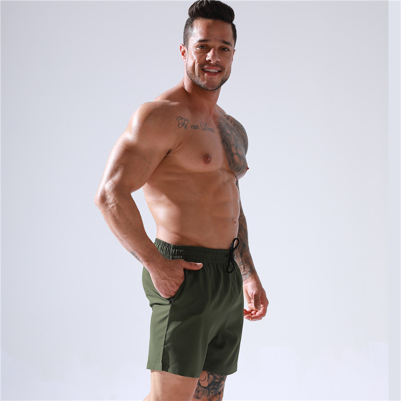 DEENYT Ανδρικά σορτς παραλίας με φερμουάρ στις τσέπες, διπλού στρώματος κορδόνι στη μέση, αθλητικά-καθημερινά, πολυεστέρας 94% ίνες ανάμικτο