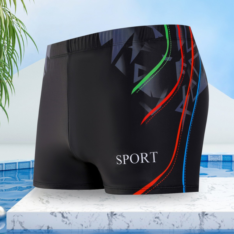 Vyriniai plaukimo šortai su spauda, greitai džiūstantys, 82% poliesteris su 18% pamušalu, 200 g, stilius: briefs