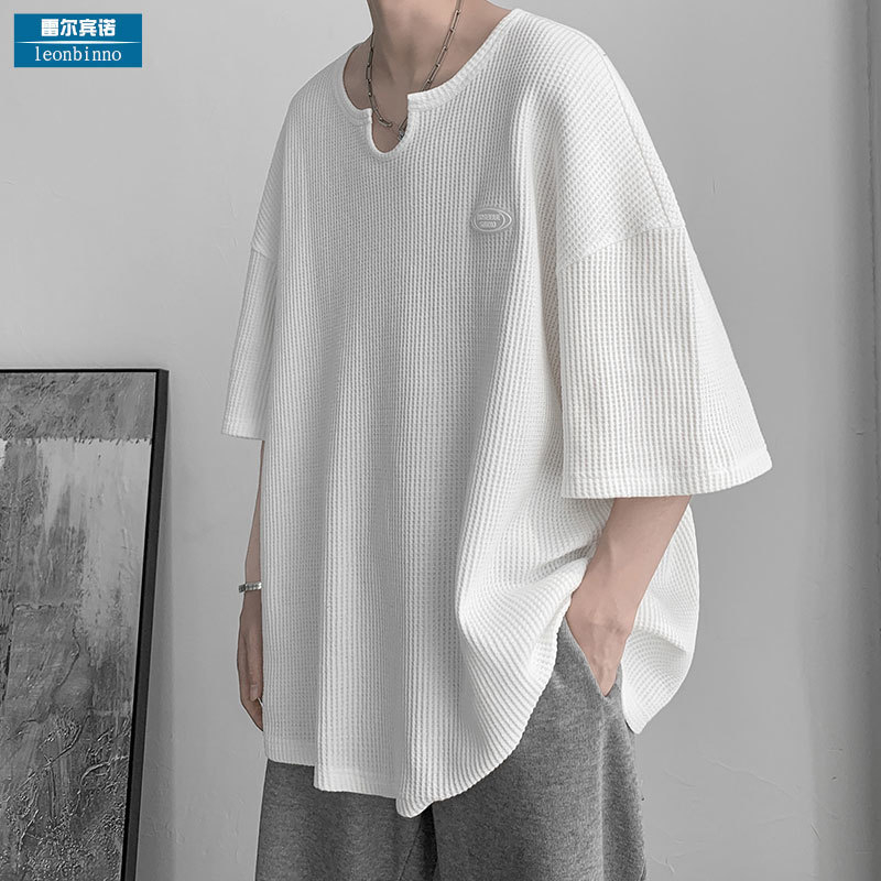Tricou pentru bărbați din poliester, croială lejeră, guler rotund, mâneci 3/4