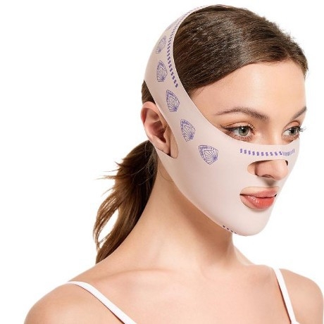 Συσκευή ομορφιάς για V‑face με ιμάντα για το πηγούνι, διαπεραστή μάσκα ανύψωσης, μασάζ προσώπου, προσαρμόσιμη, κουτί με 200 τεμάχια, για γυναίκες, κατάλληλη για γυμναστική και μασάζ υγείας