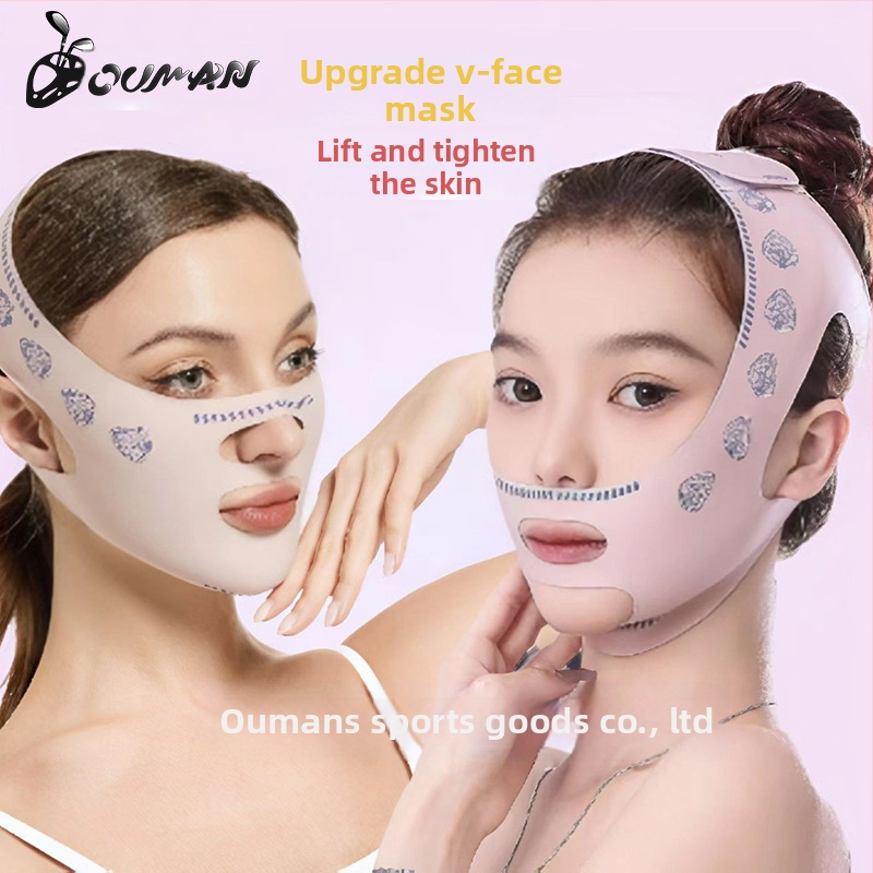 Συσκευή ομορφιάς για V‑face με ιμάντα για το πηγούνι, διαπεραστή μάσκα ανύψωσης, μασάζ προσώπου, προσαρμόσιμη, κουτί με 200 τεμάχια, για γυναίκες, κατάλληλη για γυμναστική και μασάζ υγείας