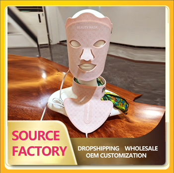 Fotonų odos atjauninimo kaukė kaklui ir dekoltėi su septynių spalvų LED apšvietimu (USB įkrovimas; 3-asis ir 4-asis režimai; sumažina raukšles ir atgaivina odą)