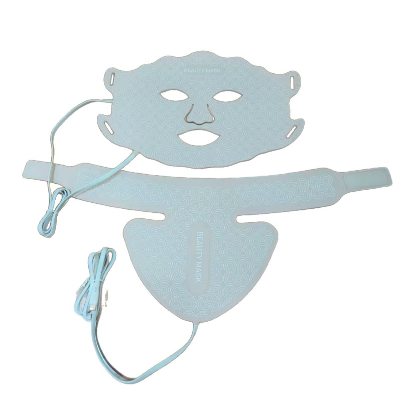 Fotonų odos atjauninimo kaukė kaklui ir dekoltėi su septynių spalvų LED apšvietimu (USB įkrovimas; 3-asis ir 4-asis režimai; sumažina raukšles ir atgaivina odą)