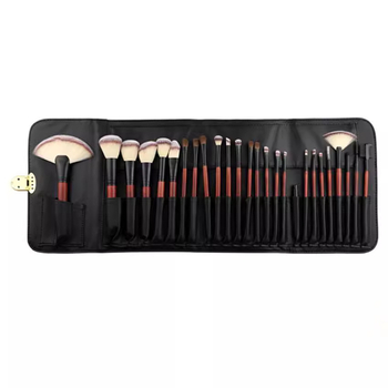 26 dalių makiažo šepetėlių rinkinys su sintetinių šerelių, medinėmis rankenomis, dvigubo PU maišo pakuotė, kilmė Dongguan