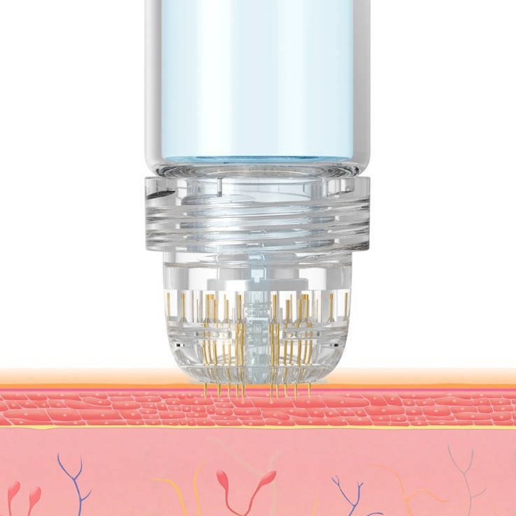 Shihan Hydrapen mikroneedle sistēma ar ūdenī šķīstošu adatu esenci, 64 adatas, pārnēsājams, mājas lietošanai