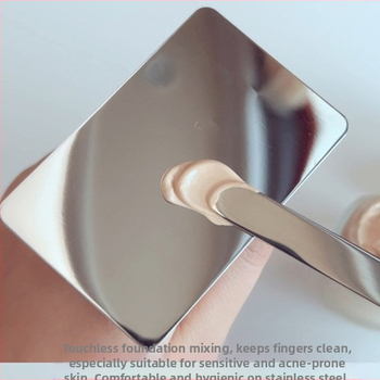 Nerūdijančio plieno makiažo pagrindo špachtelė – profesionalus įrankis makiažui, neabsorbuoja pudros, dažų maišymo lazdelė ir paletės šepetėlis
