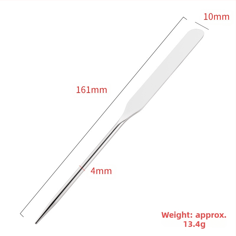 Nerūdijančio plieno makiažo pagrindo špachtelė – profesionalus įrankis makiažui, neabsorbuoja pudros, dažų maišymo lazdelė ir paletės šepetėlis